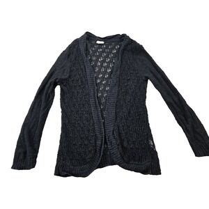Mossimo Women's Open Knit Cardigan Sweater Open Front Long Sleeve Black Size L